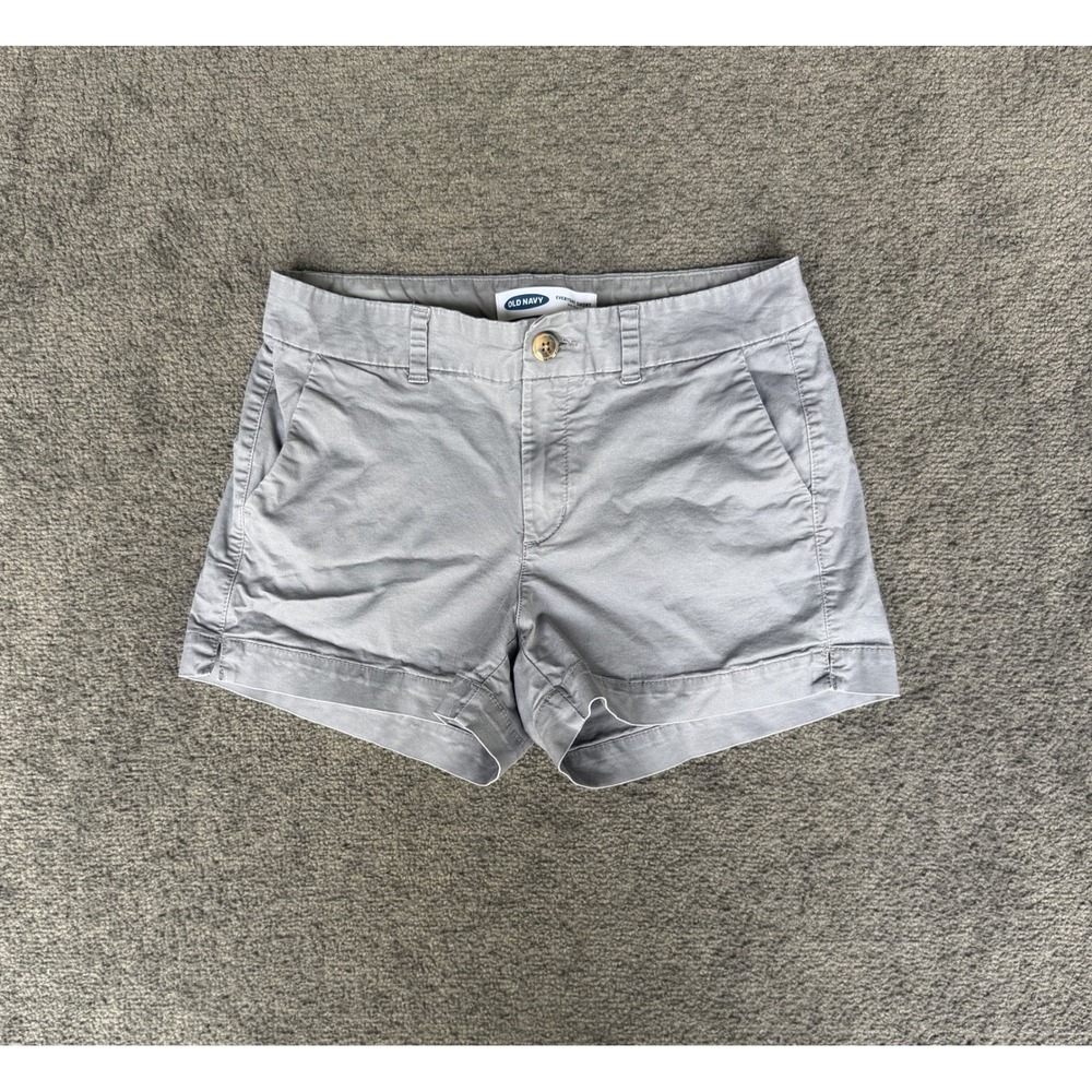Old Navy Everyday Short Gray Mid Rise Cotton Blend Cuffed Chino Shorts Size 4